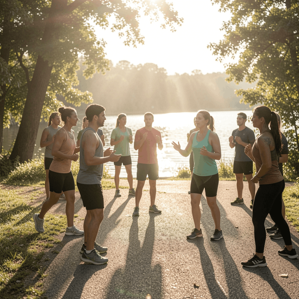 Morning outdoor movement session in natural light